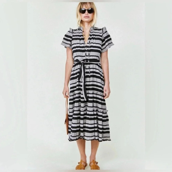 ⭐️NWOT⭐️ Hunter Bell NYC- Matthews Dress Black Stripe size S - Picture 2 of 10